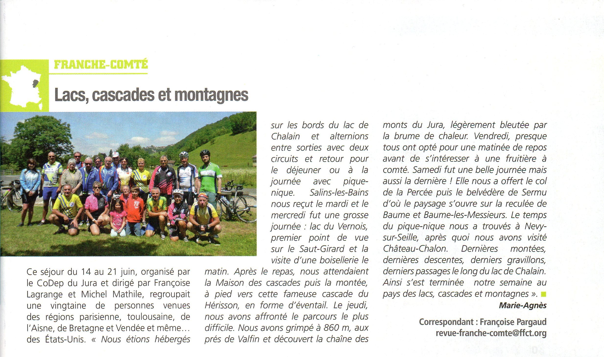 Article MA semaine dans le jura